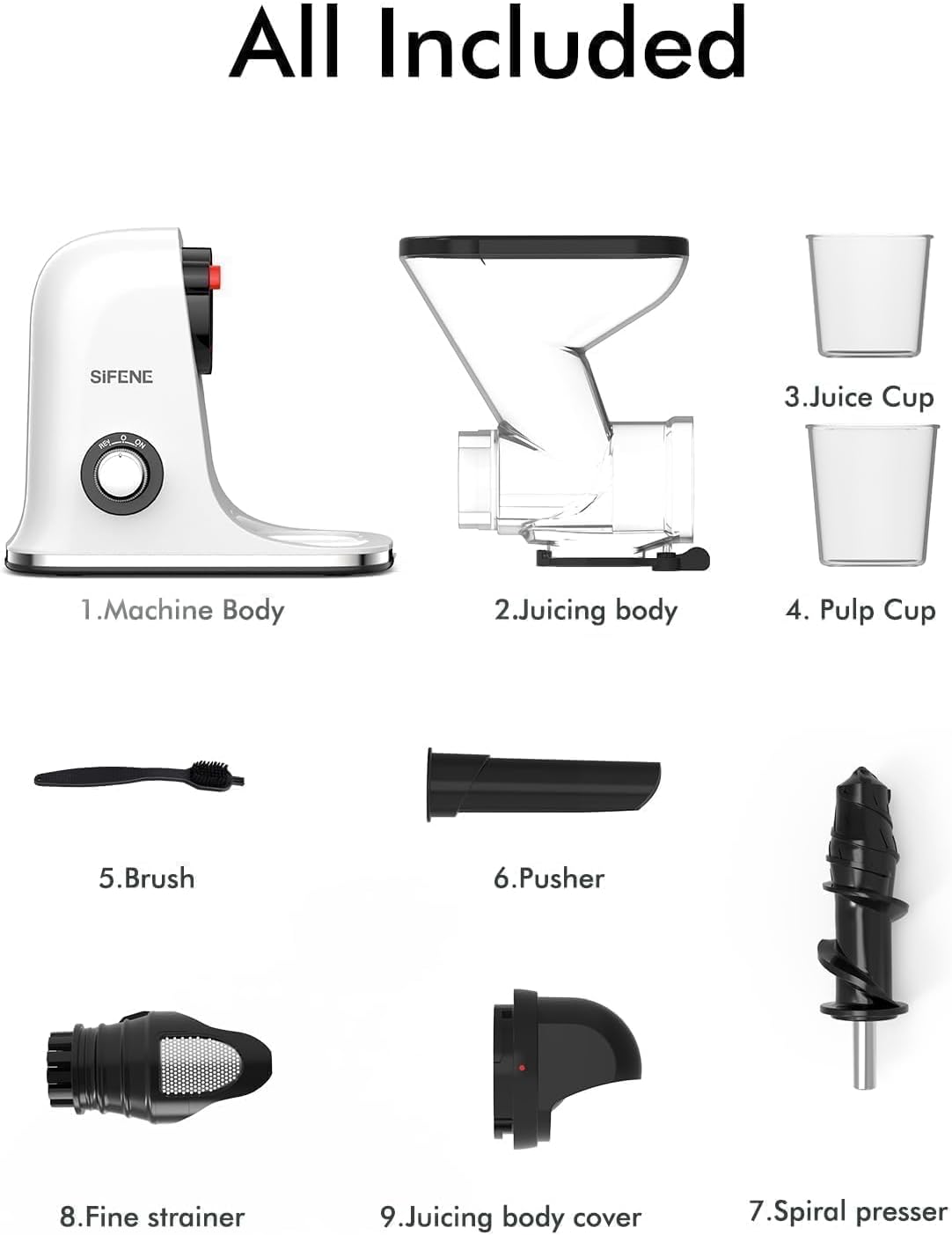 Dual Mouth Masticating Juicer Classic White