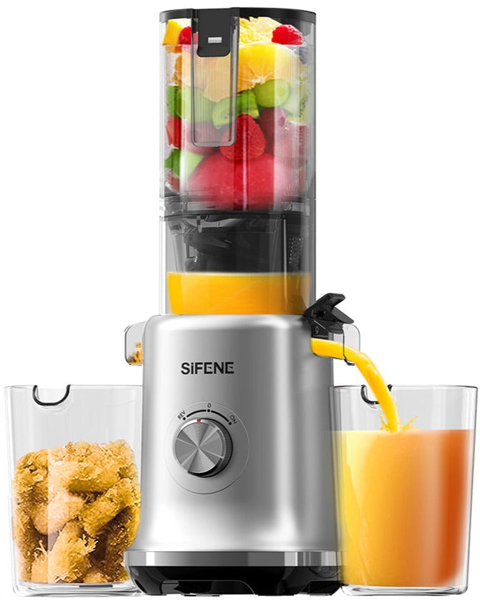 Whole Fruit Masticating Juicer Large Capacity Silver