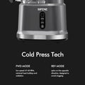 Whole Fruit Cold Press Juicer Large Dual Mouth Gray