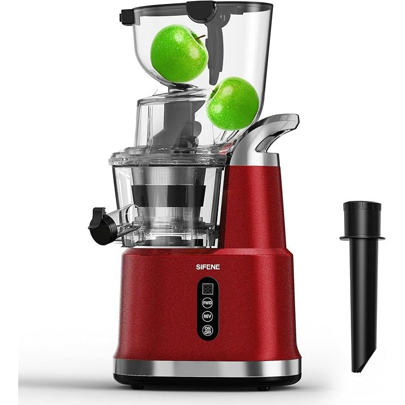 Whole Fruit Masticating Juicer Large Dual Mouth Red