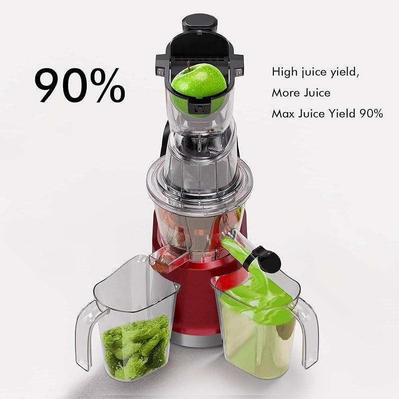 Whole Fruit Masticating Juicer Large Dual Mouth Red