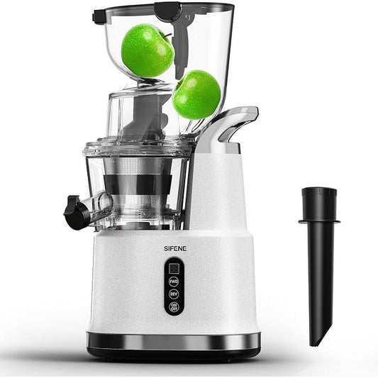 Whole Fruit Cold Press Juicer Large Dual Mouth White