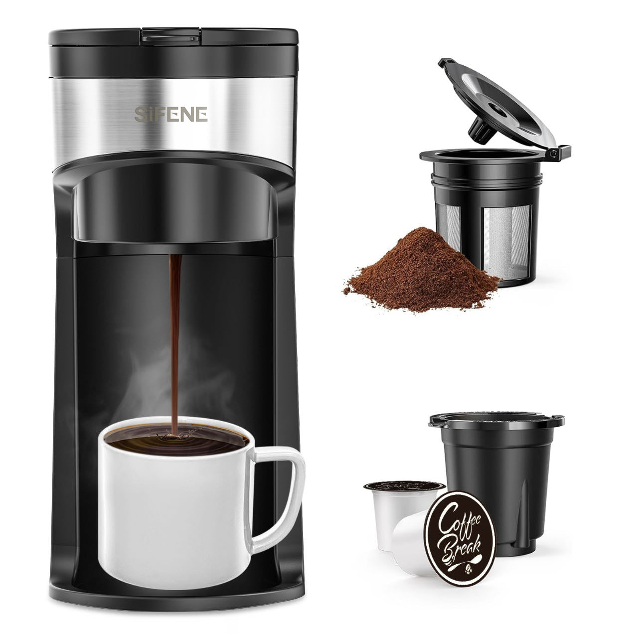 SIFENE Mini Coffee Maker Single Serve Instant Coffee Brewer