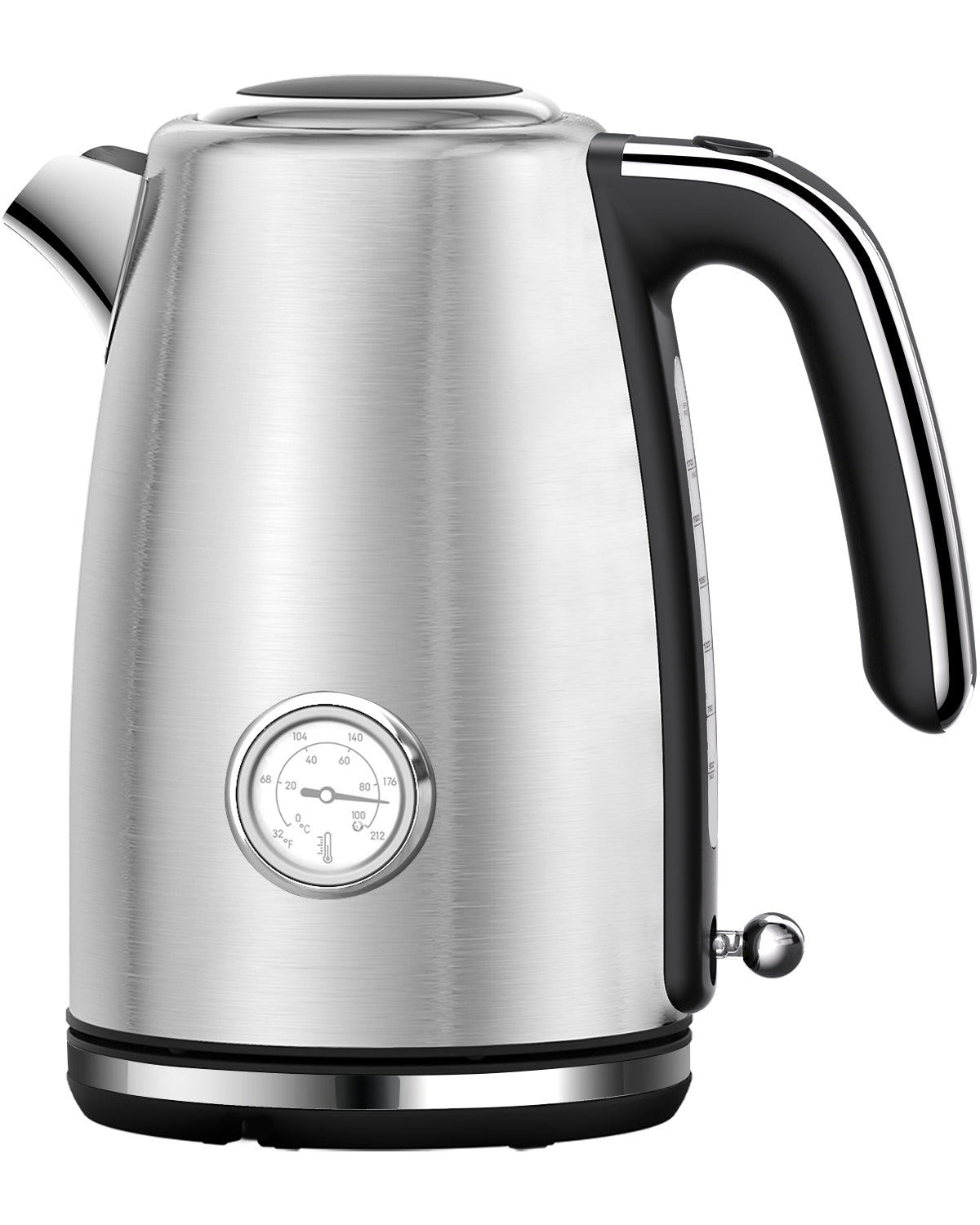 LONGDEEM Electric Kettle Quick Heating, Hot Tea Water Boiler with Thermometer 1.7L Stainless Steel Cordless LED Indicator 1500W, Silver