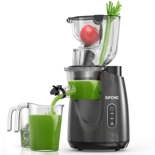 SIFENE Whole Fruit Cold Press Juicer Machine - Premium Vertical Slow Masticating Juicer,Sleek Gray