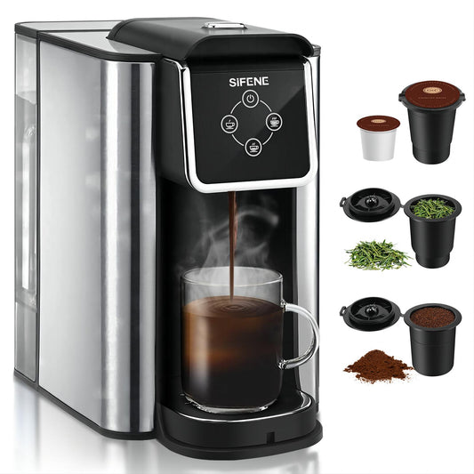 SiFENE Coffee Machine, 3 in 1 Single Serve Coffee Maker, Personal Coffee Brewer for K-Pod Capsule, Loose Leaf Tea & Ground Coffee, 50oz Removable Water Reservoir