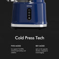 Whole Fruit Cold Press Juicer Large Dual Mouth Blue