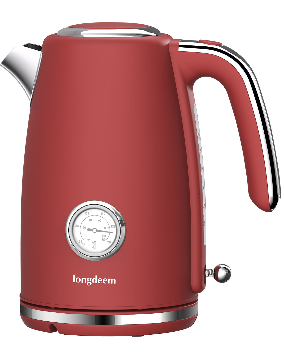 Longdeem Retro Electric Tea Kettles 1500W for Boiling Water, 1.7L Stainless Steel Hot Water Boiler with Automatic Shut Off & Boil-Dry Protection, BPA Free, Red