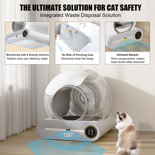 Self Cleaning Cat Litter Box Large Capacity 65L/9L