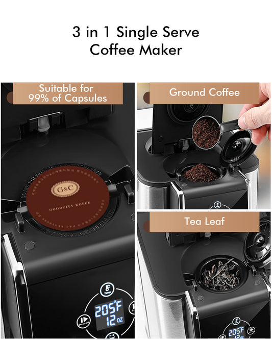 SIFENE 3-in-1 Single Serve Coffee Maker for K-pods, Custom Temperature and Strength Control