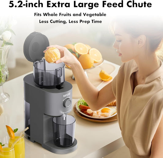 Whole Fruit Cold Press Juicer Large Feed Chute Gray