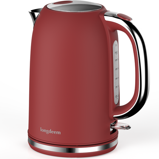 LONGDEEM Electric Kettle Quiet Stainless Steel Interior, Wide-Open Lid 1.7L 1500W Electric Tea Kettle