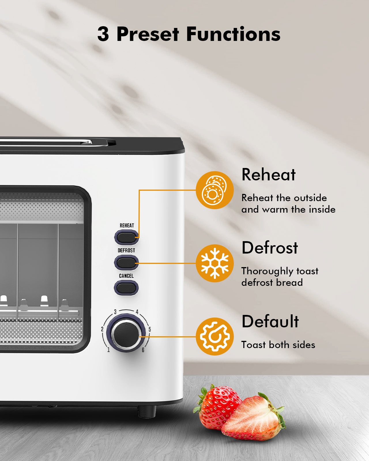 LONGDEEM 2 Slice Toaster 1.75" Extra Wide Slots, See-Through Window 6-Shade Settings & Bagel/Defrost/Cancel Function, Removal Crumb Tray & Under Base Cord Storage