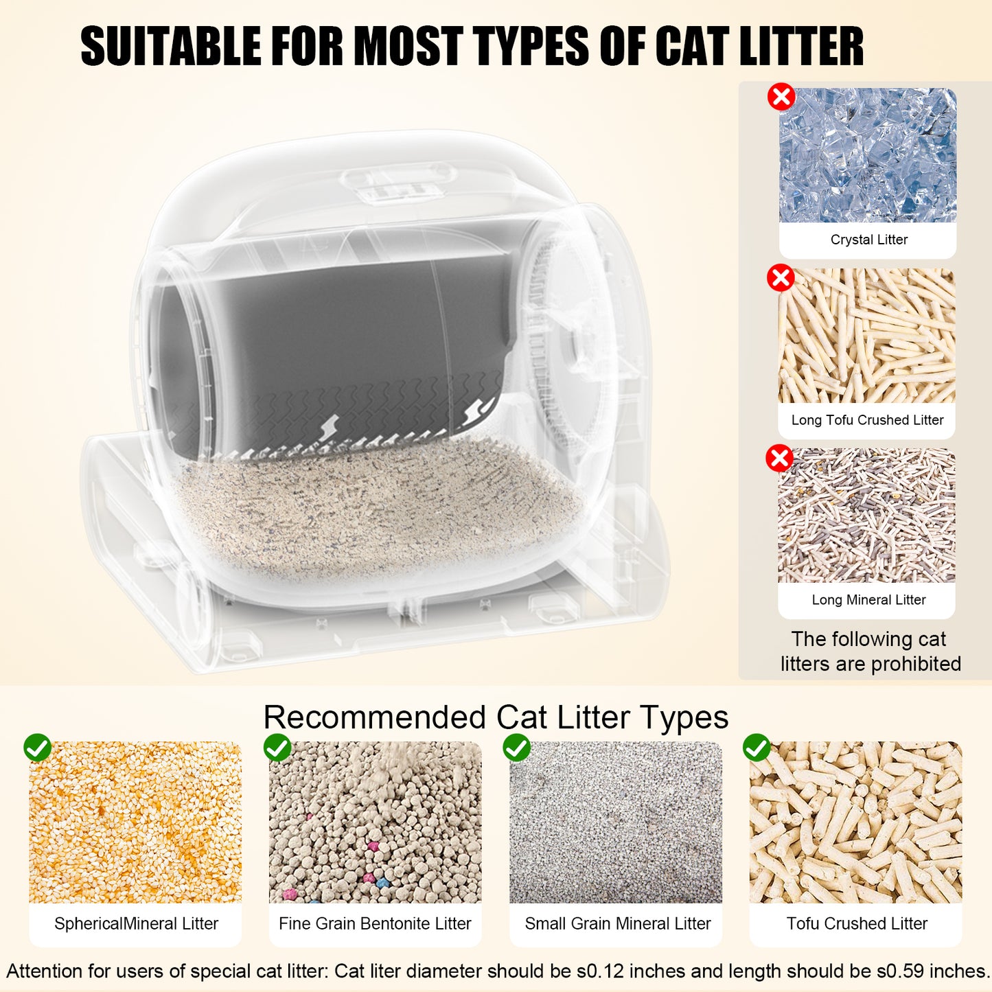 Self Cleaning Cat Litter Box Large Capacity 65L/9L