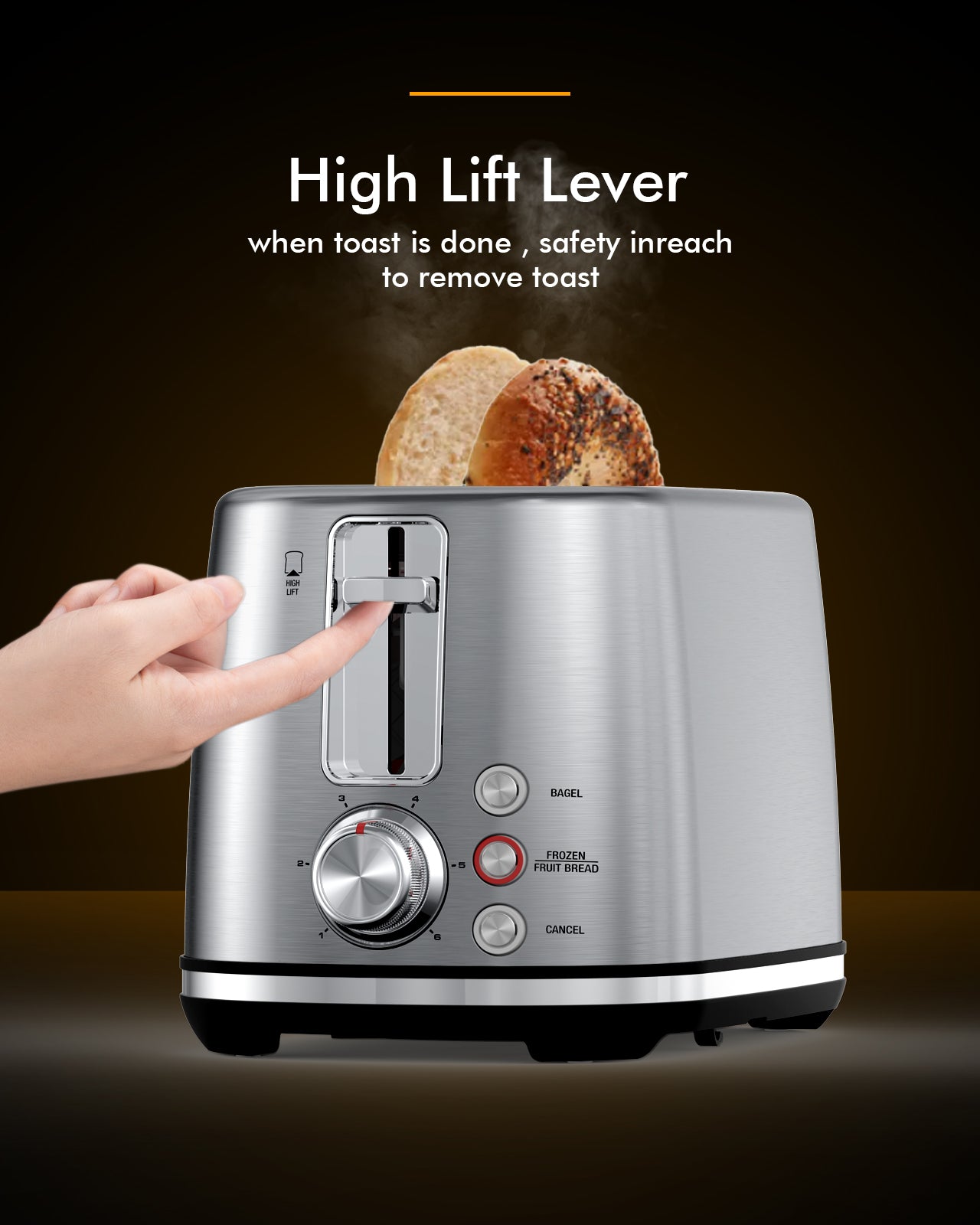 2-Slice Toaster, Wide Slots, Auto Shut-Off, 6 Shade Dial. Perfect for Fruit Bread, Bagels, Waffles, Frozen Options, Easy-Clean Crumb Tray, Silver