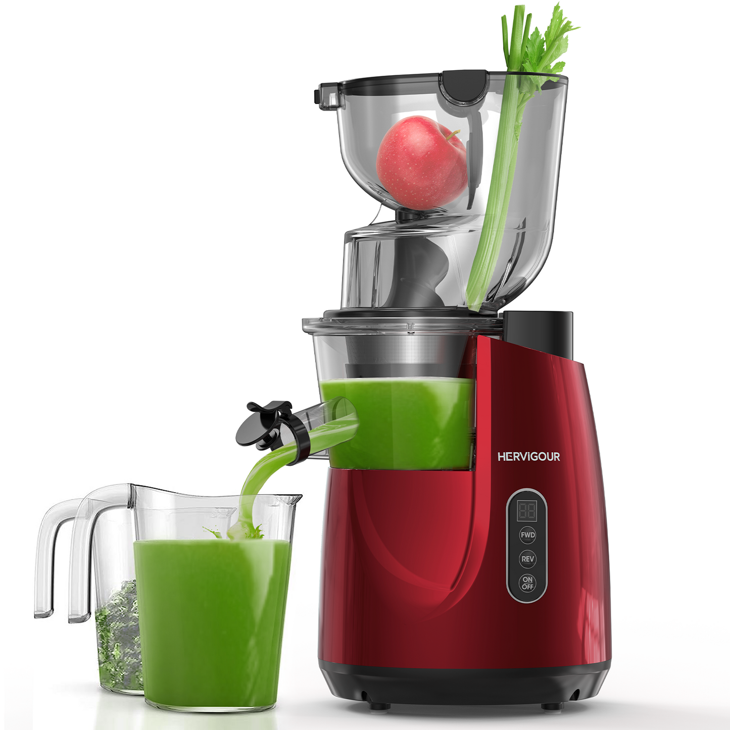 SiFENE Cold Press Juicer Machines with Big 3.3 Inch Chute, Slow Juicer Extractor Maker for Whole Fruits and Vegetables, Non-BPA, Easy to Clean, Red