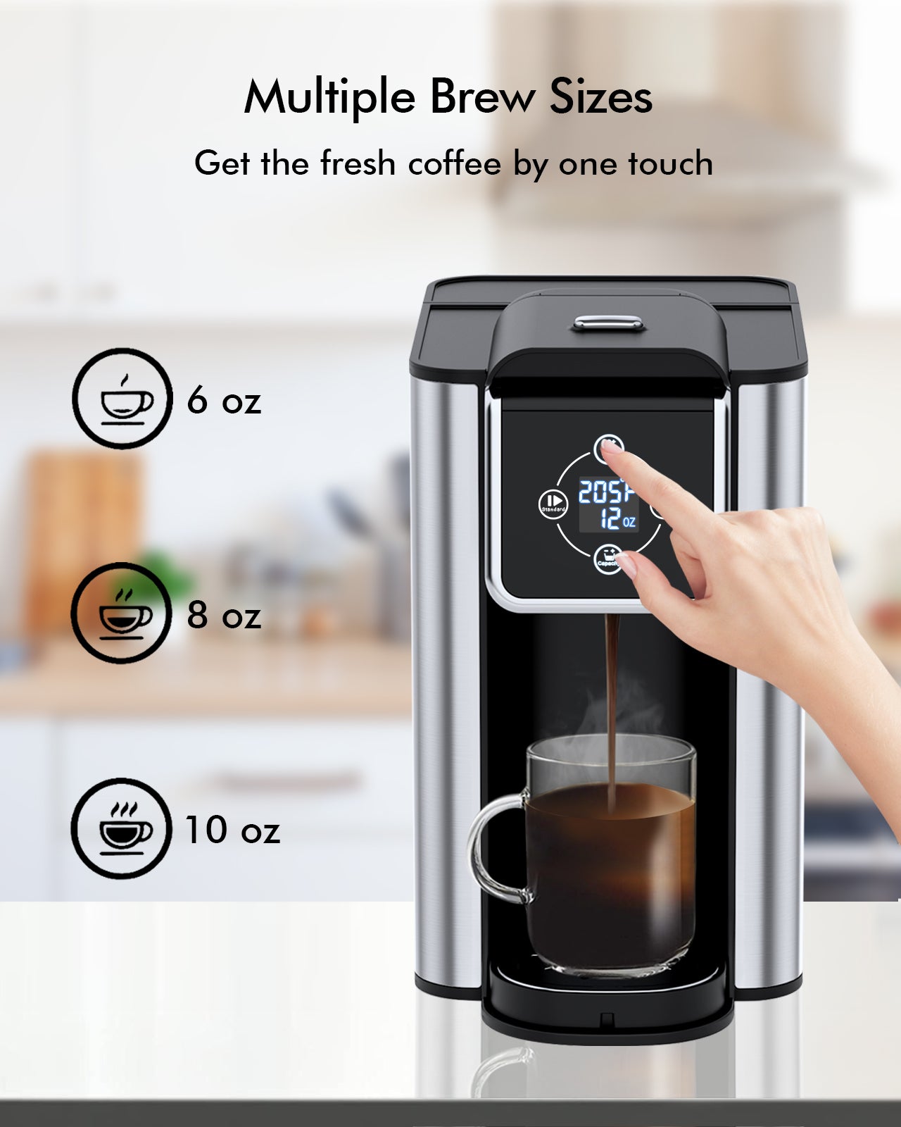 SIFENE 3-in-1 Single Serve Coffee Maker for K-pods, Custom Temperature and Strength Control