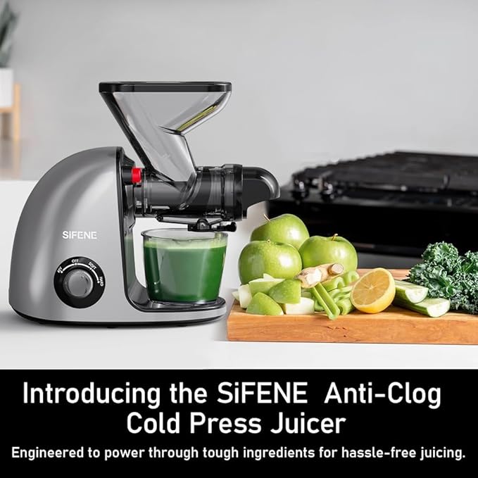 Slow Masticating Juicer Machine Dual Mouth Anti-Clog