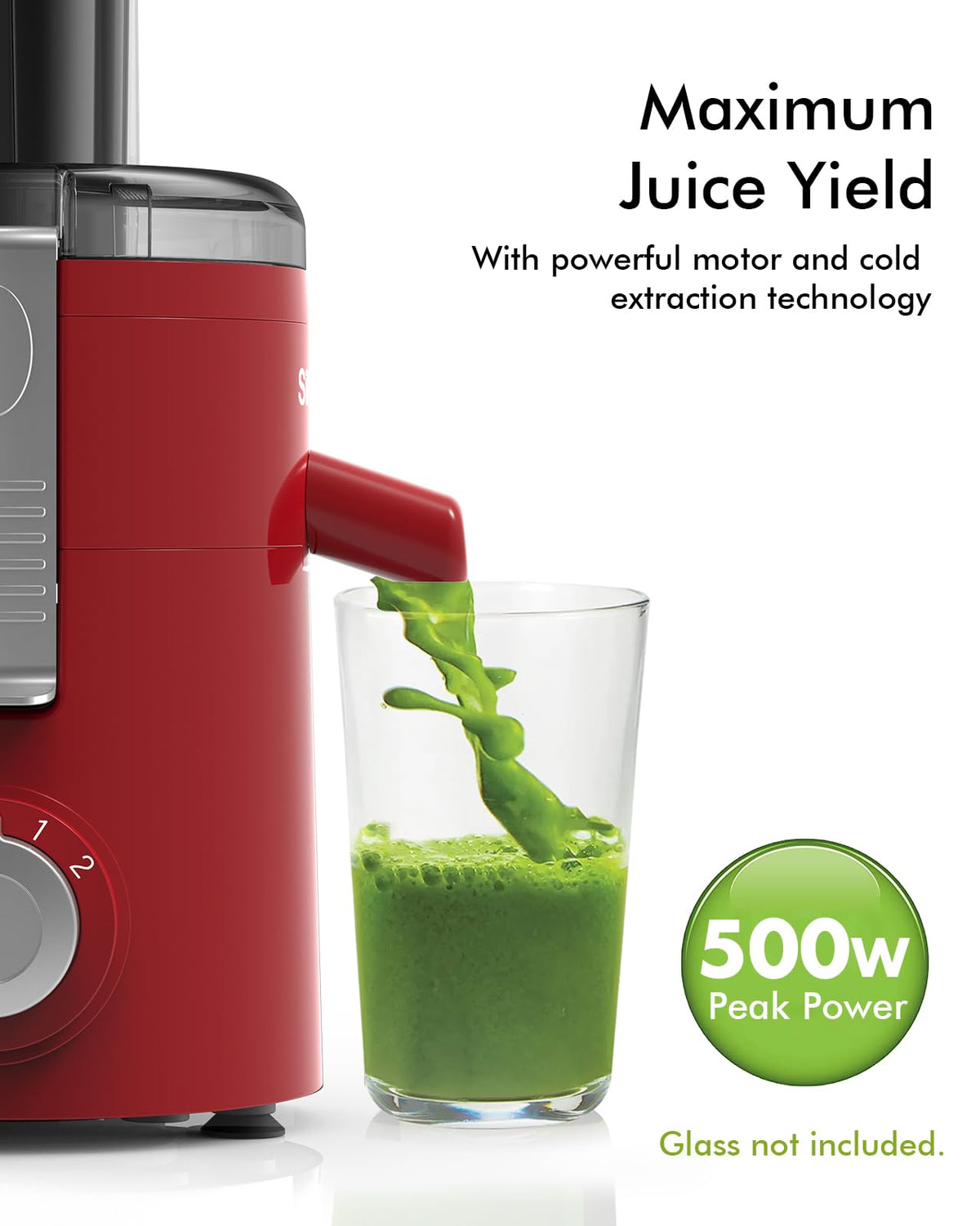 SIFENE Centrifugal Juicer Machine, 350W, 2.5" Chute, 3-Speed, BPA-Free, Red