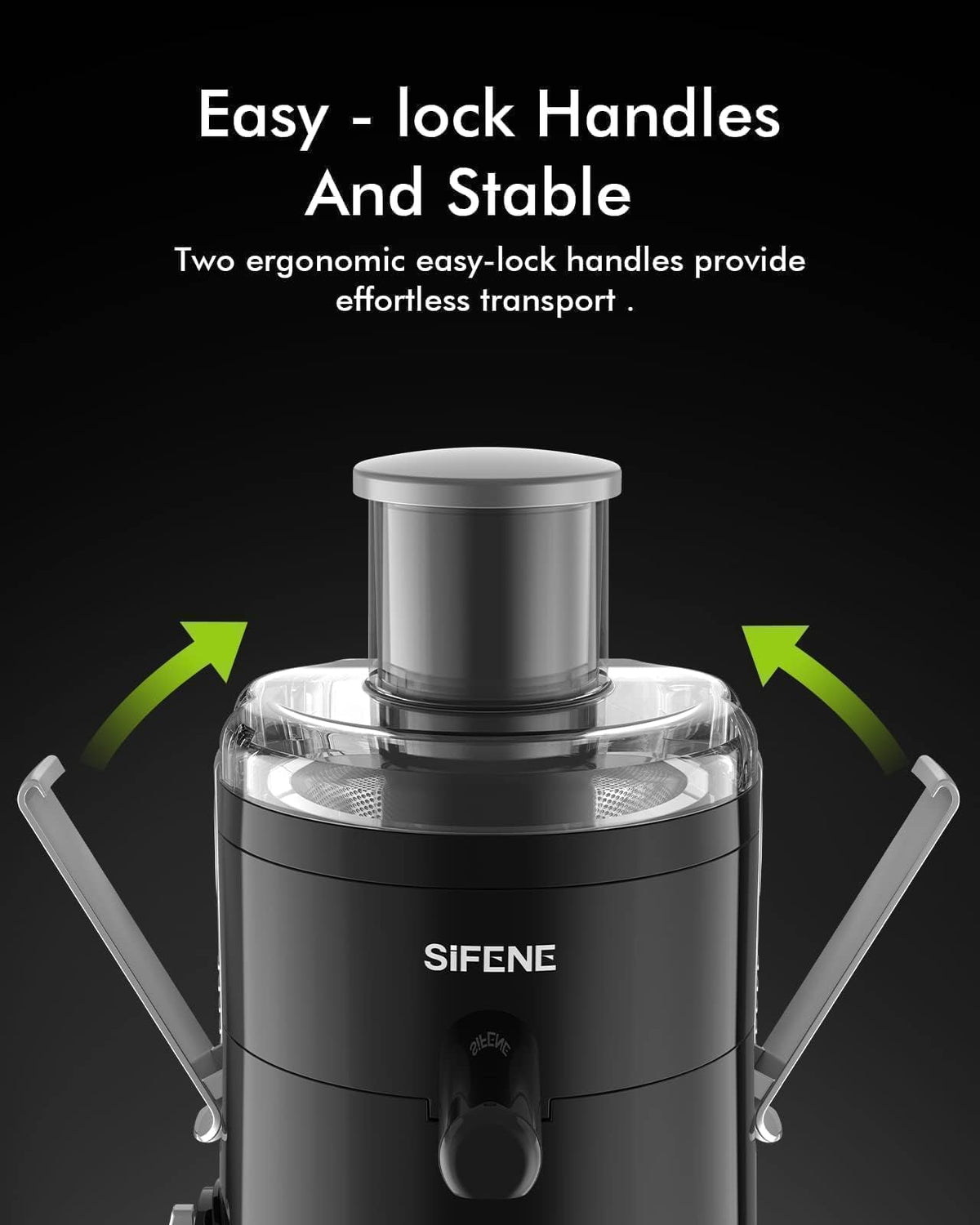 SIFENE 350W Compact Centrifugal Juicer Machine, 2.5" Chute, 3-Speed, Black