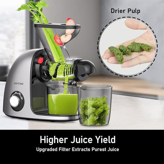 Slow Masticating Juicer Machine Dual Mouth Anti-Clog