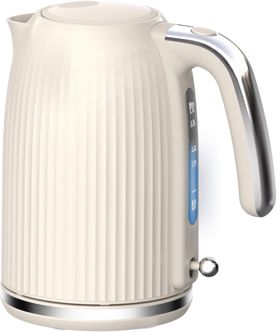 LONGDEEM 1.7L Electric Kettle-Quick Boil, 1500W, Non-BPA, Safety Auto Shut-Off, Boil-Dry Protection, Easy Clean with Wide Opening, Heat-Resistant Handle, 360°Swivel Base, Cream