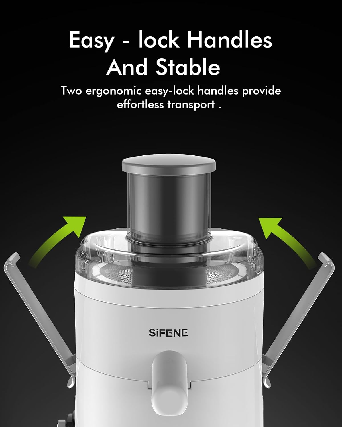 SIFENE 350W Compact Centrifugal Juicer Machine, 2.5" Chute, 3-Speed, White