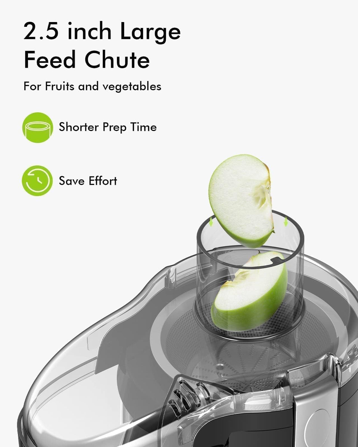SIFENE 350W Compact Centrifugal Juicer Machine, 2.5" Chute, 3-Speed, Black