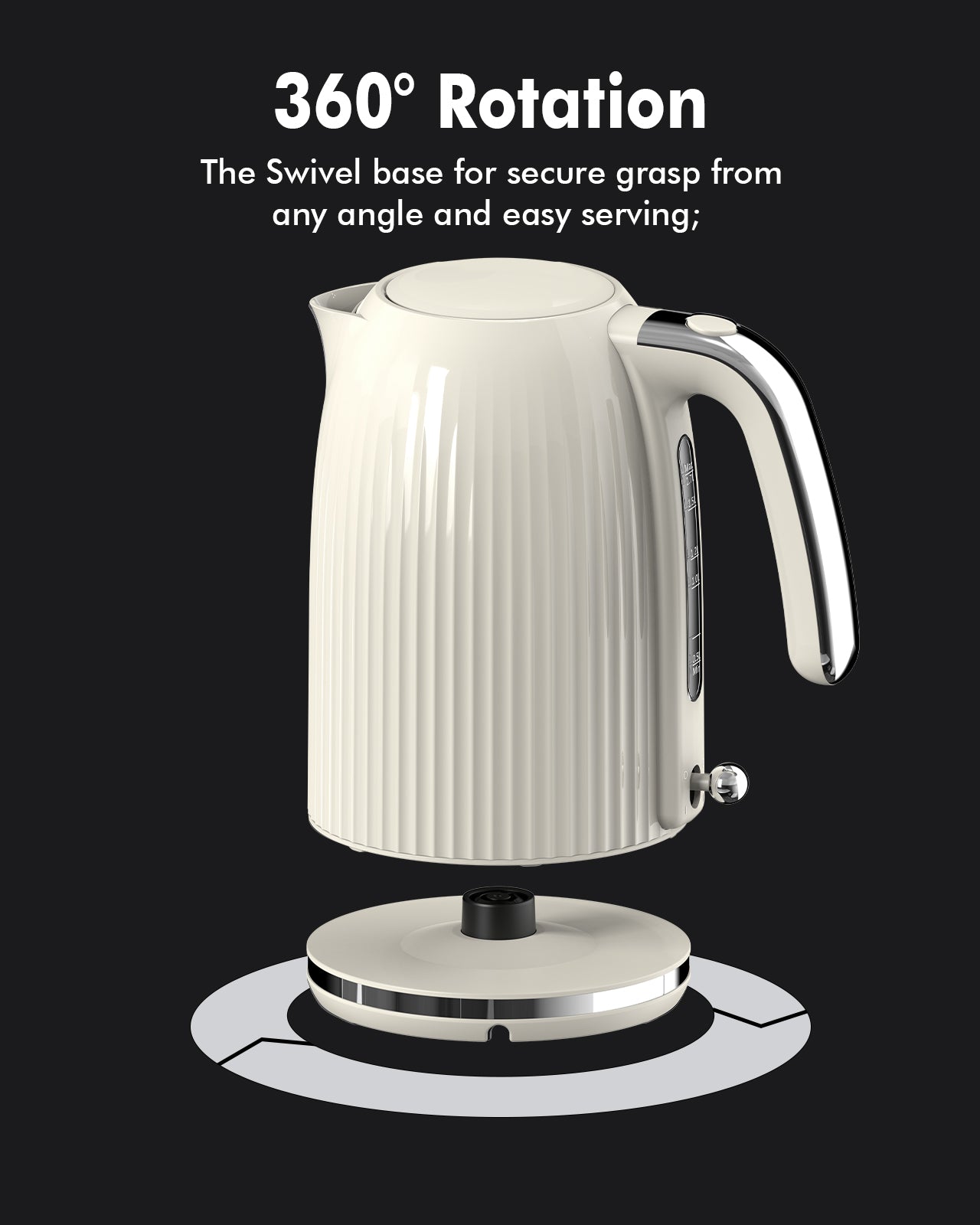 1.7L Electric Kettle-Quick Boil, 1500W, BPA-Free, Safety Auto Shut-Off, Boil-Dry Protection, Easy Clean with Wide Opening, Heat-Resistant Handle, 360°Swivel Base, Cream