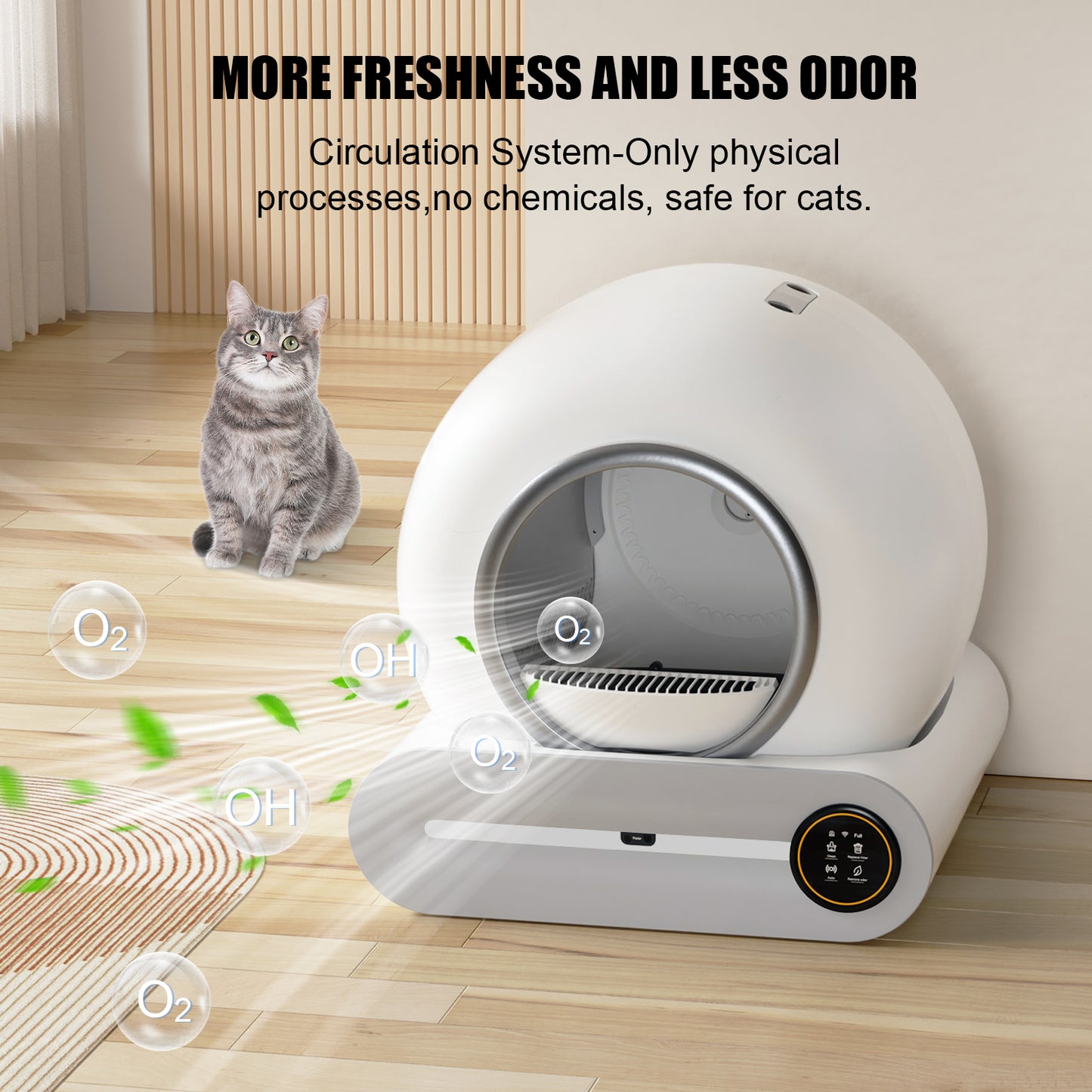 Self Cleaning Cat Litter Box Large Capacity 65L/9L