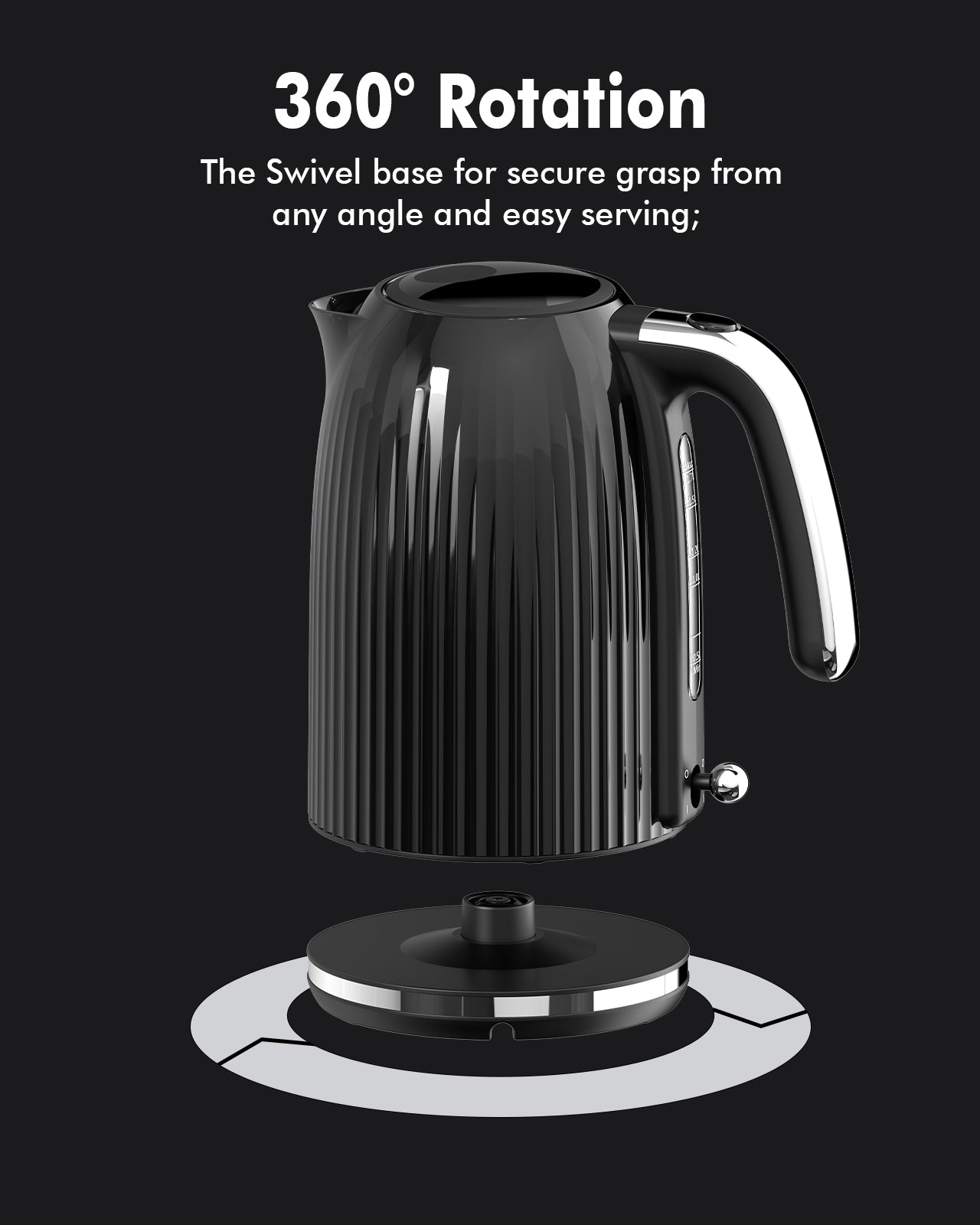 LONGDEEM 1.7L Electric Kettle-Quick Boil, 1500W, BPA-Free, Safety Auto Shut-Off, Boil-Dry Protection, Easy Clean with Wide Opening, Heat-Resistant Handle, 360°Swivel Base