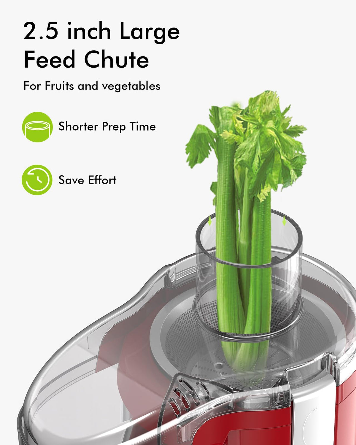 SIFENE Centrifugal Juicer Machine, 350W, 2.5" Chute, 3-Speed, BPA-Free, Red