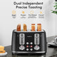4 Slice Toaster, 1.5" Extra Wide Stainless Steel Slots, High Lift Lever, Dual Controls, Removable Crumb Tray, 6 Shade Settings, Bagel & Frozen, Black