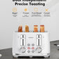 4 Slice Toaster - Extra Wide Slots, Toast Fruit Bread, Bagel & Waffle, Removable Crumb Tray, Retro White