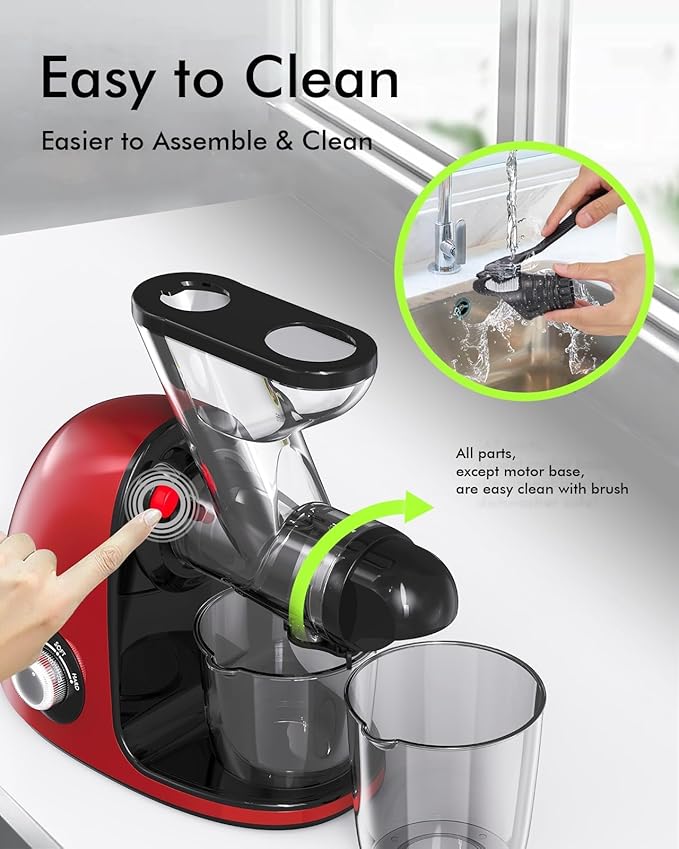 Slow Masticating Juicer Machine Dual Mouth Anti-Clog