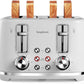 4 Slice Toaster - Extra Wide Slots, Toast Fruit Bread, Bagel & Waffle, Removable Crumb Tray, Retro White