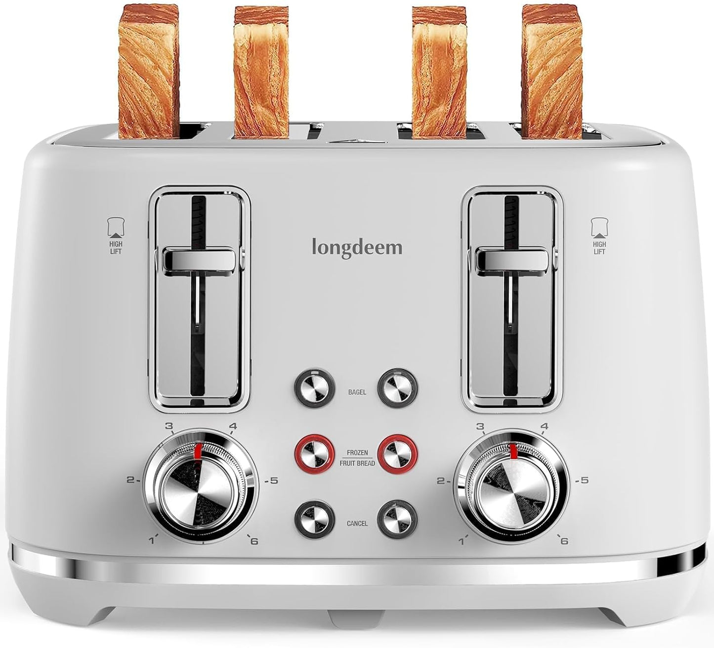 4 Slice Toaster - Extra Wide Slots, Toast Fruit Bread, Bagel & Waffle, Removable Crumb Tray, Retro White
