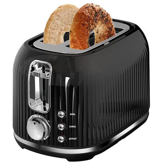 2-Slice Toaster, Wide Slots, Auto Shut-Off, 6 Shade Dial. Perfect for Fruit Bread, Bagels, Waffles, Frozen Options, Easy-Clean Crumb Tray, Black