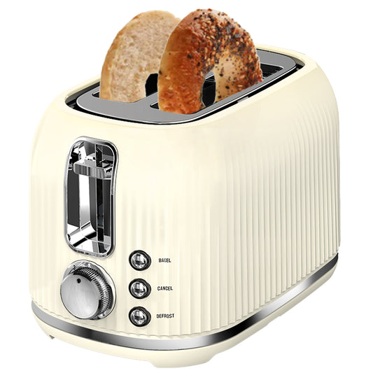 2 Slice Toaster, Wide Slots, High Lift, Auto-Off, & Frozen Modes for Toast, Bagels, Waffles & Fruity Breads, Modern Sleek Design, Easy-Clean Crumb Tray, Cream