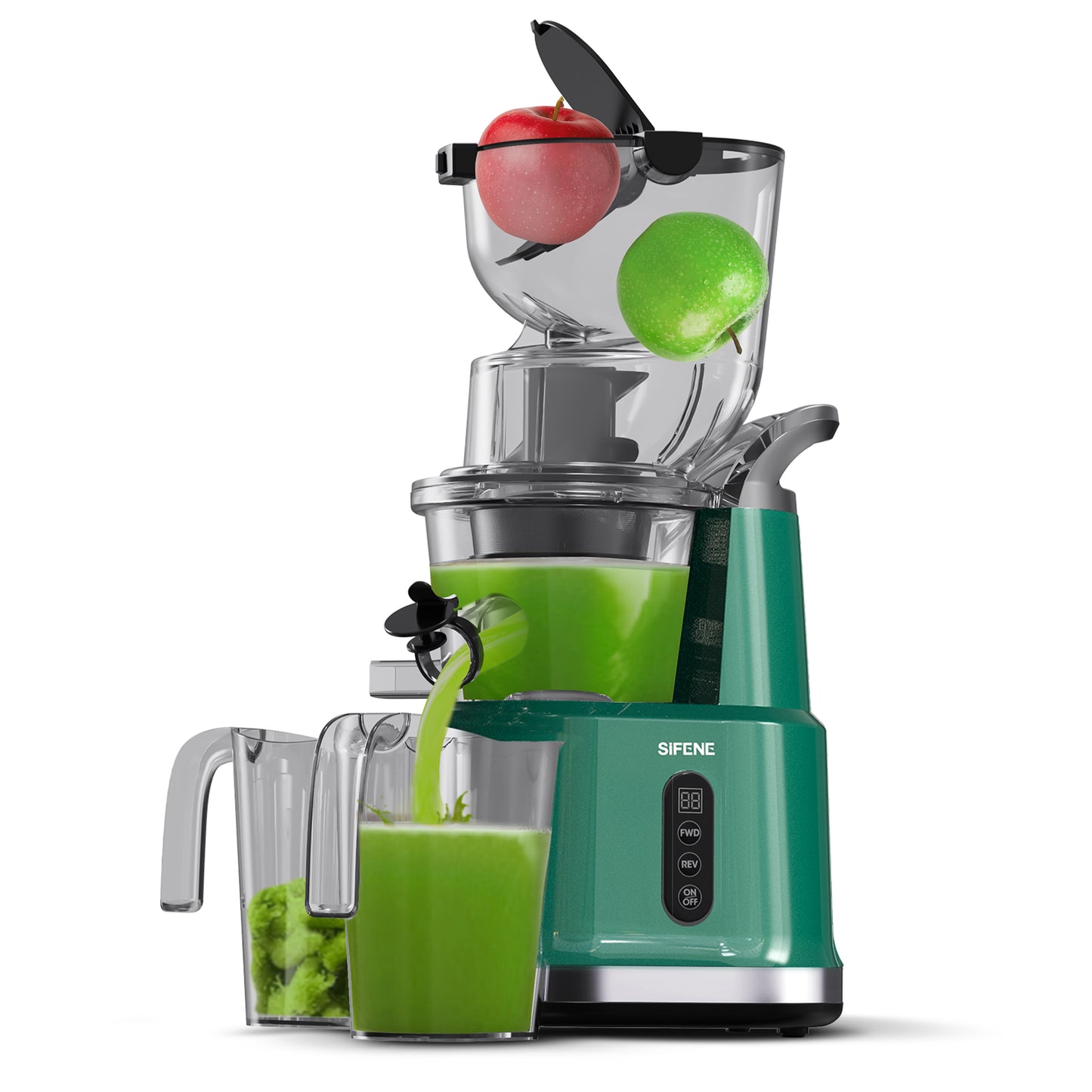 Whole Fruit Cold Press Juicer Large Dual Mouth Green