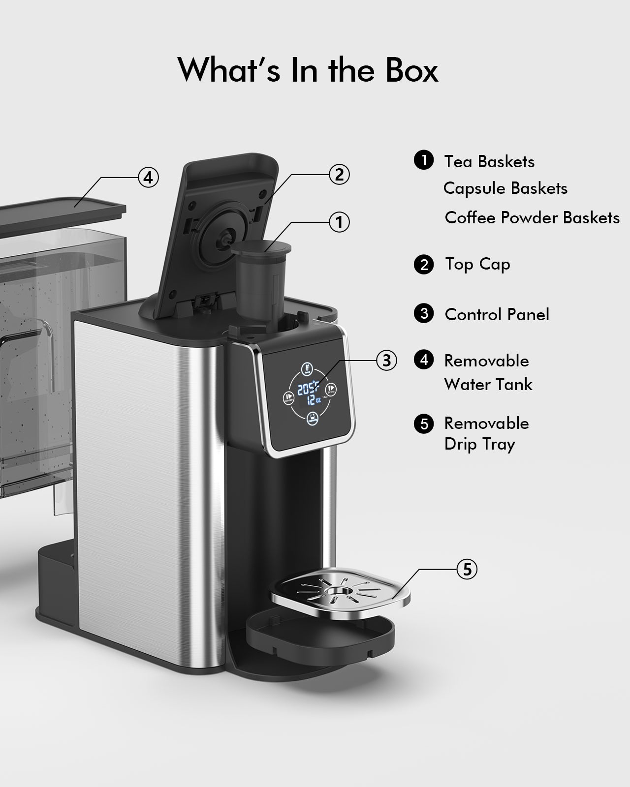 SIFENE 3-in-1 Single Serve Coffee Maker for K-pods, Custom Temperature and Strength Control